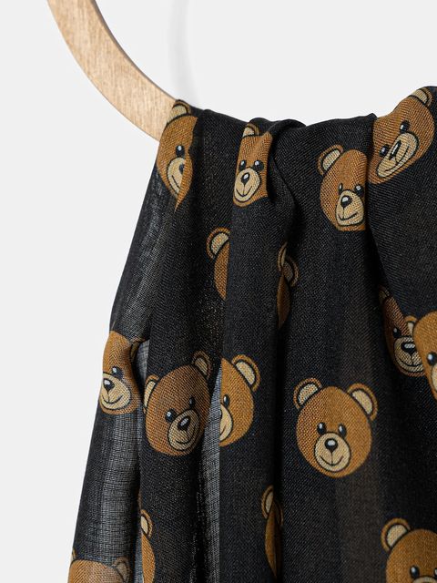 Moschino szal z wełną kolor czarny wzorzysty M5217 E5211 - zdjęcie produktu nr 2