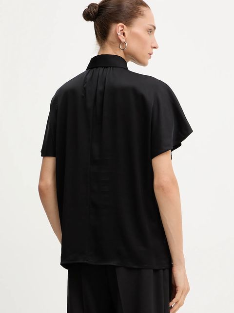 Karl Lagerfeld koszula damska kolor czarny relaxed z kołnierzykiem klasycznym A4W11040