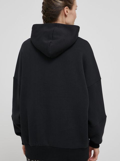 Reebok bluza dresowa Studio Recycled Lux damska kolor czarny z kapturem gładka H51828.100012005 - zdjęcie produktu nr 2