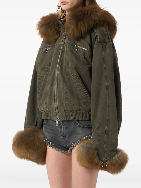 Blumarine fur-trimmed bomber jacket - Green