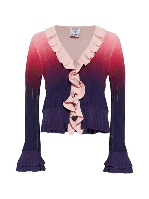 Casablanca gradient-effect ruffled cardigan - Pink - zdjęcie produktu nr 1