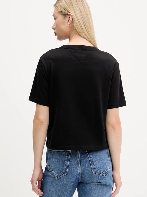 Tommy Jeans t-shirt bawełniany damski kolor czarny DW0DW22202