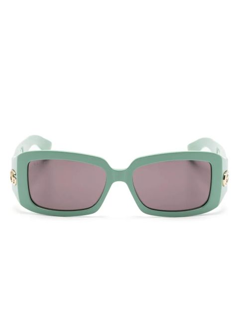 Gucci Eyewear Double G rectangle-frame sunglasses - Green - zdjęcie produktu nr 1