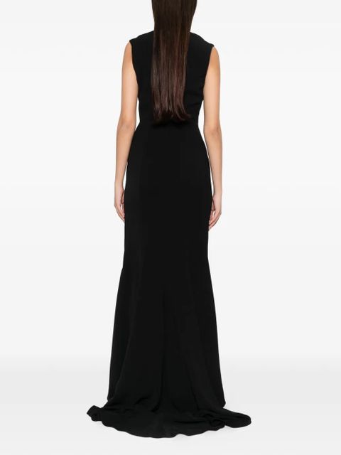 Solace London Althea plunging V-neck sleeveless maxi dress - Black