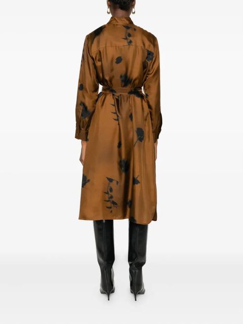 Max Mara floral-print silk dress - Brown