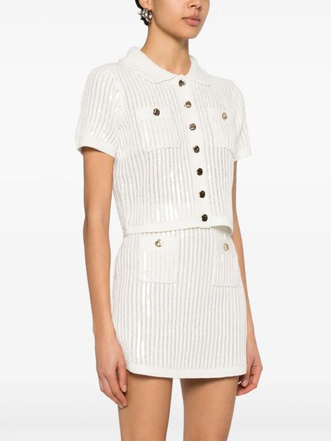 Self-Portrait sequined crochet cardigan - White - zdjęcie produktu nr 2