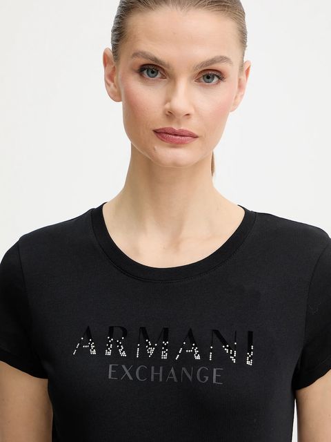 Armani Exchange t-shirt bawełniany damski kolor czarny XW001351 AF17172