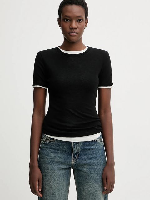 Miss Sixty t-shirt z dodatkiem wełny 2-pack damski kolor czarny 6S3SJ35400 - zdjęcie produktu nr 1