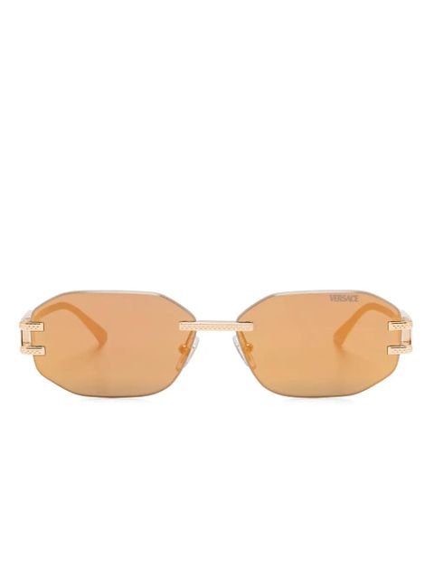 Versace Eyewear Damier-plaque sunglasses - Gold - zdjęcie produktu nr 1