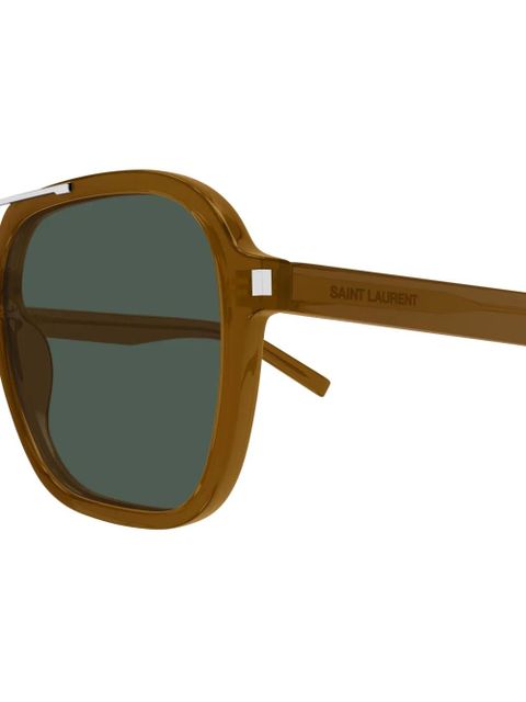 Saint Laurent Eyewear double-bridge pilot-frame sunglasses - Brown