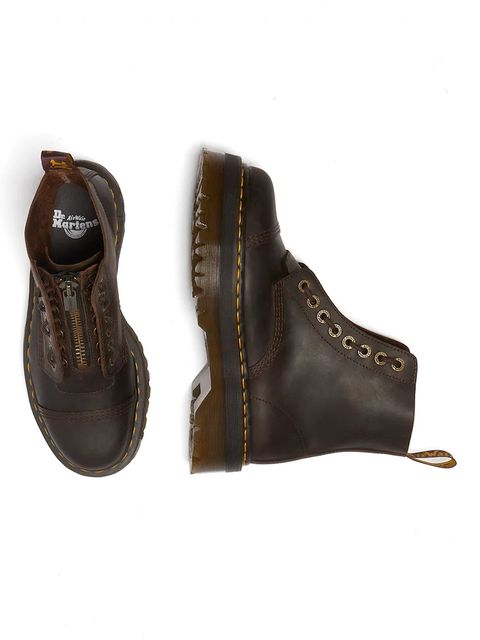 Dr. Martens workery skórzane Sinclair damskie kolor brązowy na platformie DM40910200