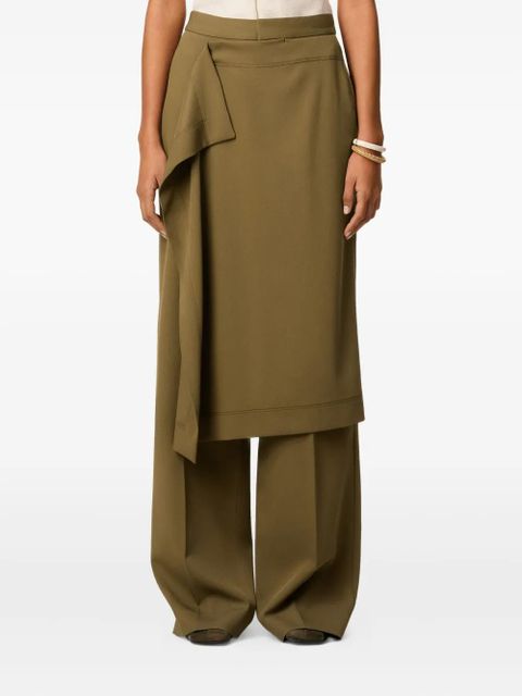 AMI Paris draped-detail wool trousers - Green