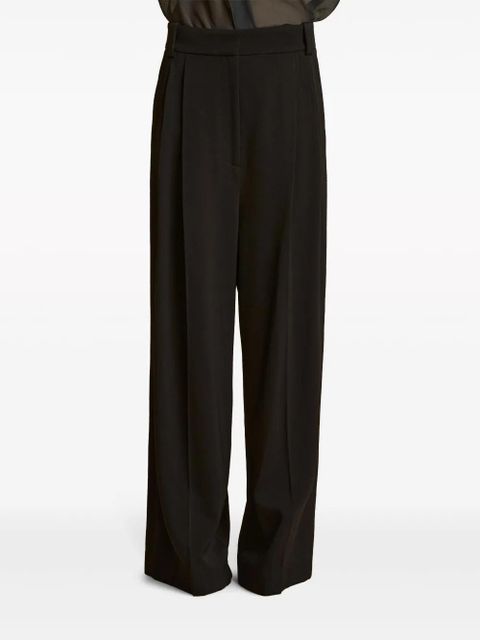 KHAITE Simone pleated wide-leg trousers - Black