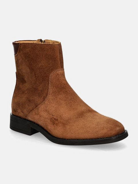 Gant botki zamszowe Fayy damskie kolor brązowy na płaskim obcasie 29543798 G45