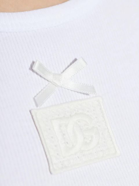 Dolce & Gabbana bow-detail logo-patch tank top - White