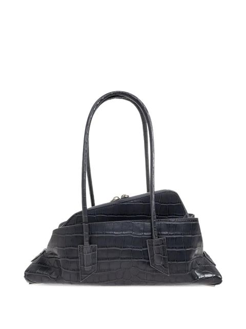 The Attico small La Passeggiata croc-embossed zip tote bag - Grey