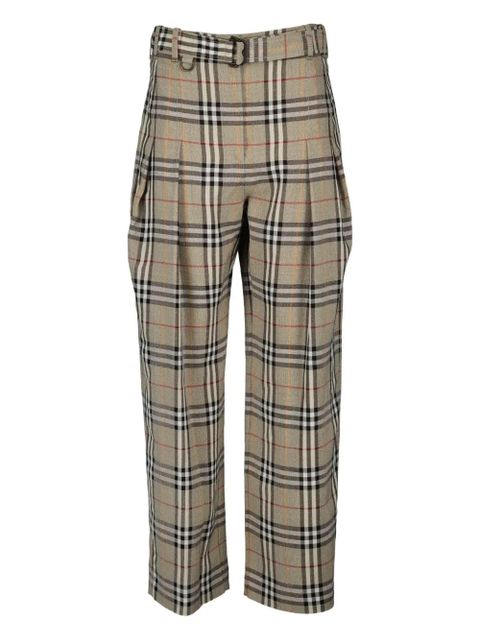 Burberry Check pleated trousers - Neutrals - zdjęcie produktu nr 1