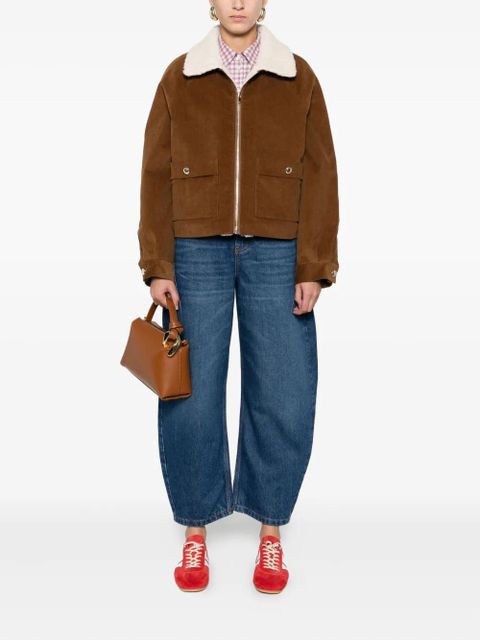 Maje shearling-collar jacket - Brown