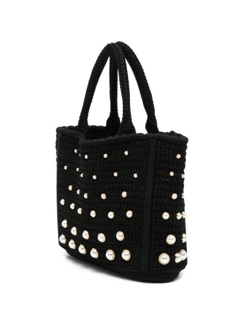 SANDRO pearl-embellished tote bag - Black