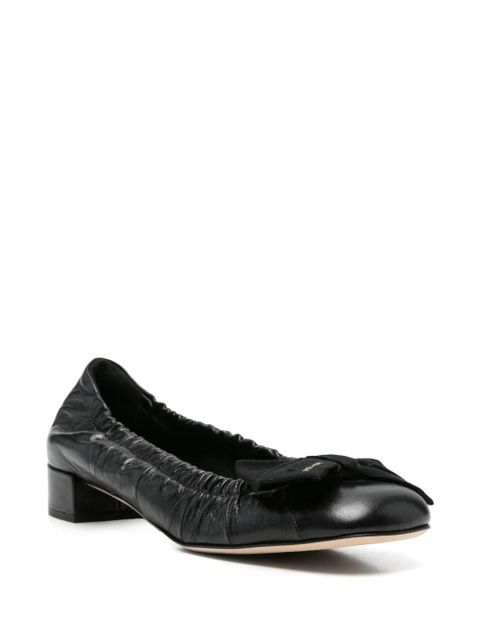 Prada bow elasticated leather ballet flats - Black - zdjęcie produktu nr 2
