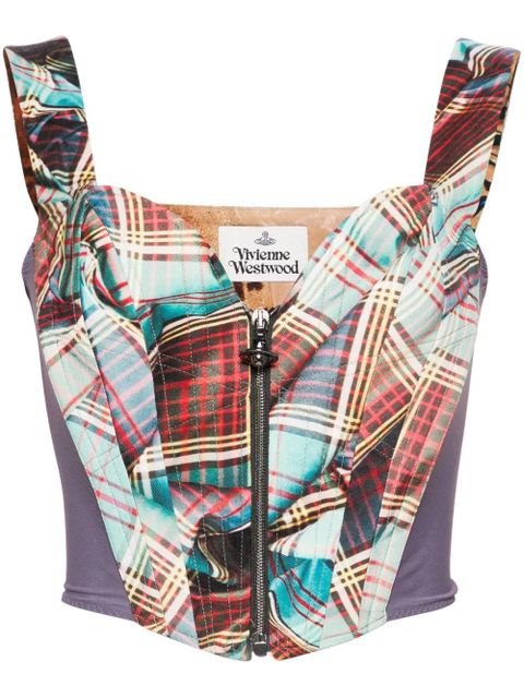 Vivienne Westwood MacAndy tartan-printed corset - Purple - zdjęcie produktu nr 1