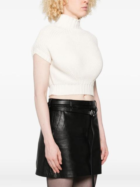 Sportmax Balloon mock-neck knitted top - White