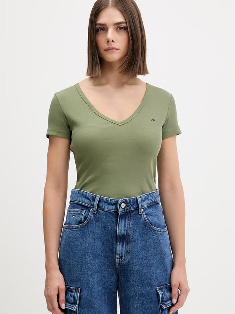 Tommy Jeans T-shirt damski bawełniany z elastanem - zdjęcie produktu nr 1