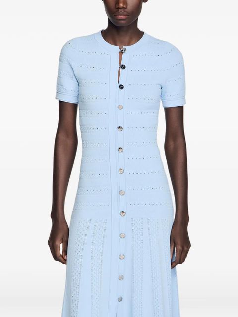 SANDRO buttoned knitted midi dress - Blue