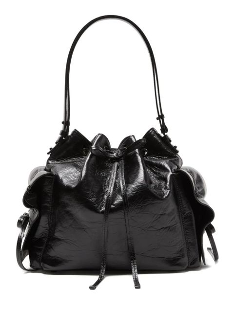 Acne Studios drawstring ruffled leather shoulder bag - Black - zdjęcie produktu nr 1
