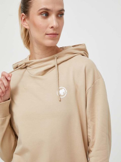 Mammut bluza dresowa ML Hoody Original kolor beżowy z kapturem z nadrukiem