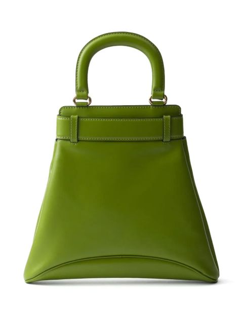 Prada logo-stamp leather tote bag - Green
