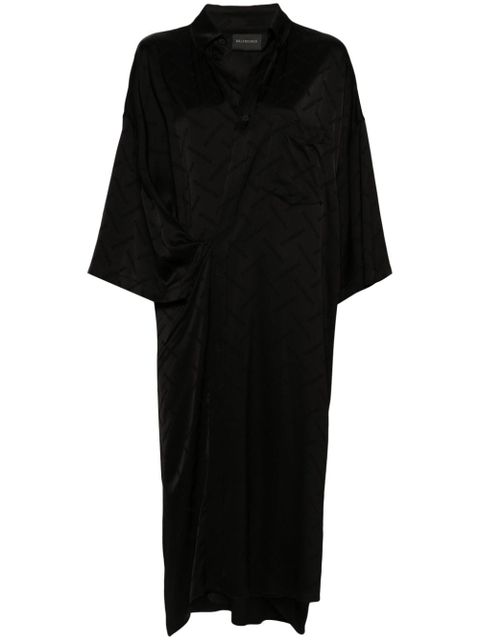 Balenciaga logo-jacquard wrap dress - Black