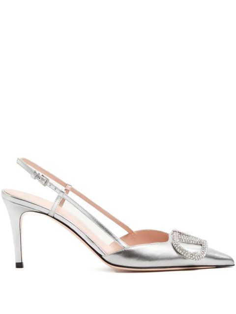 Valentino Garavani VLogo signature slingback pumps - Silver - zdjęcie produktu nr 1