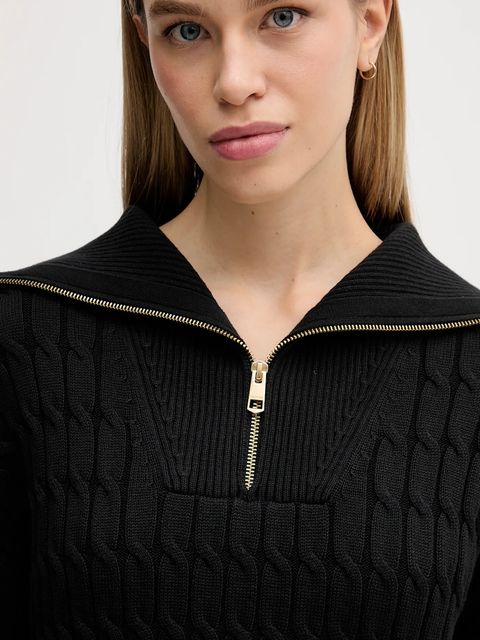 Tommy Hilfiger sweter bawełniany damski kolor czarny z golfem WW0WW47643