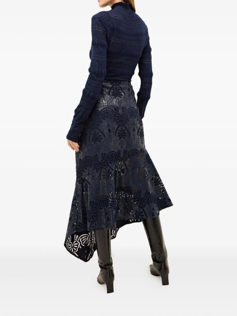 Marie Oliver Casey floral-lace asymmetric skirt - Blue
