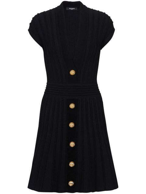 Balmain buttoned velvet mini dress - Black - zdjęcie produktu nr 1