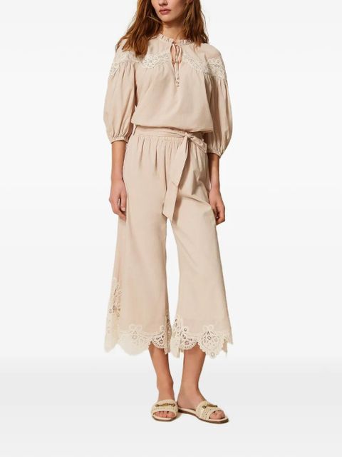 TWINSET lace-trim belted trousers - Neutrals - zdjęcie produktu nr 2