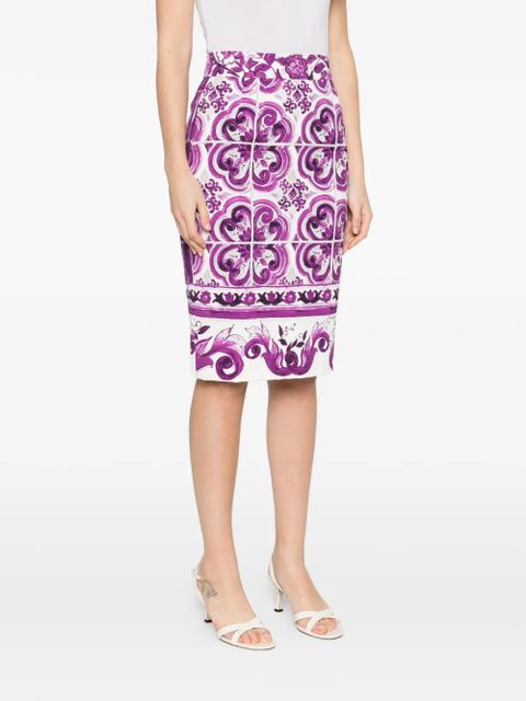 Dolce & Gabbana floral-pattern skirt - White