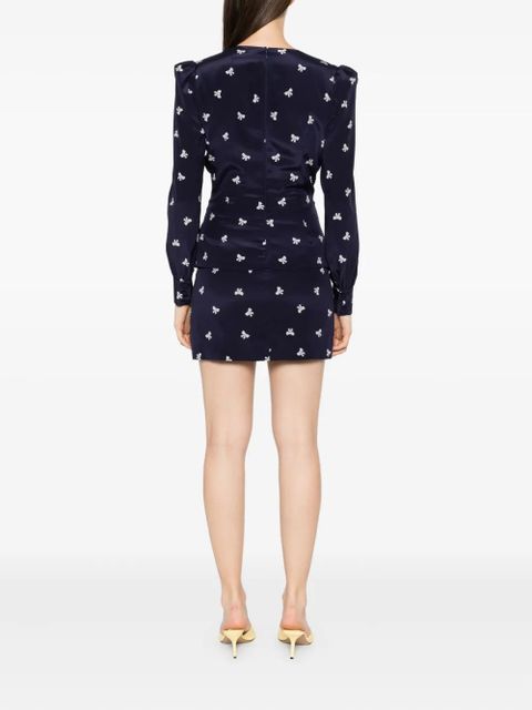 Alessandra Rich bow-print mini dress - Blue
