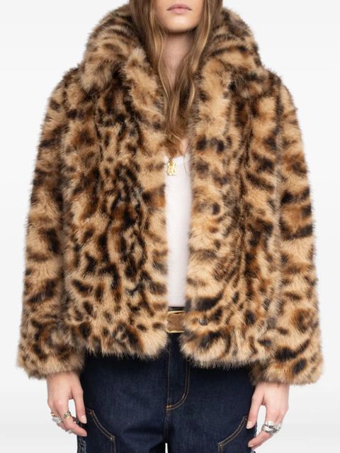 Zadig&Voltaire leopard-print faux-fur coat - Brown