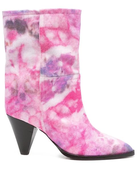 ISABEL MARANT 65mm Rouxa tie-dye print denim boots - Pink - zdjęcie produktu nr 1