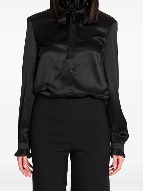 Gucci ruffled bow silk shirt - Black - zdjęcie produktu nr 1