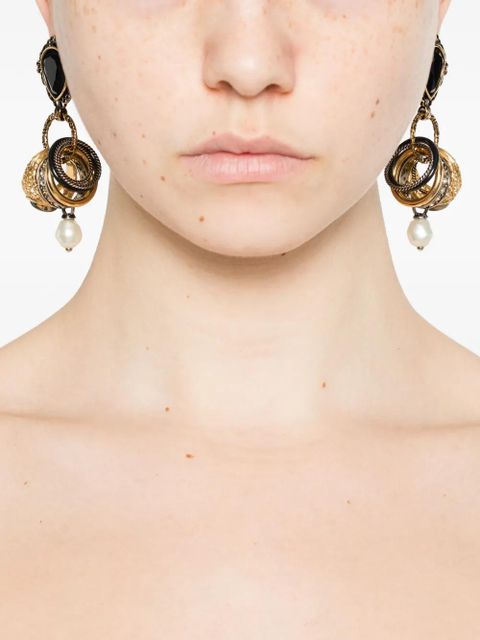 Chloé black drop multiple-rings earrings - Gold
