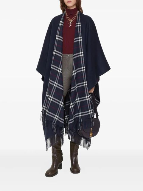 Burberry Check-pattern reversible cape - Blue - zdjęcie produktu nr 2