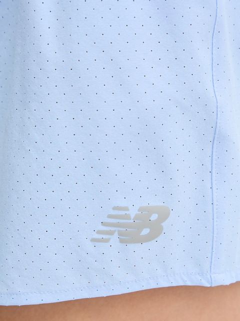 New Balance szorty treningowe kolor niebieski gładkie high waist WS41286ELE