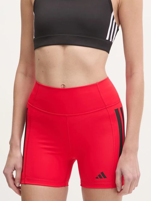 adidas Performance szorty treningowe Optime kolor czerwony z nadrukiem high waist JN4583 - zdjęcie produktu nr 1
