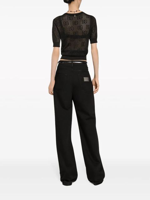 Dolce & Gabbana logo-patch wide-leg jeans - Black