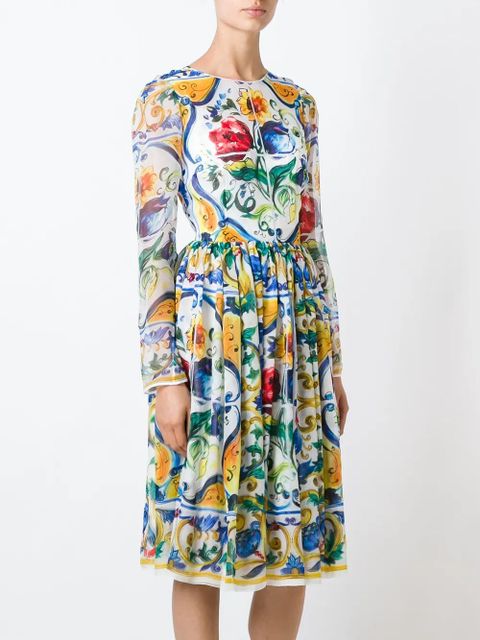 Dolce & Gabbana Majolica print brocade dress - Multicolour