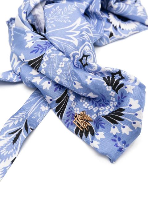 ETRO floral-pattern knot-detailed hairband - Blue