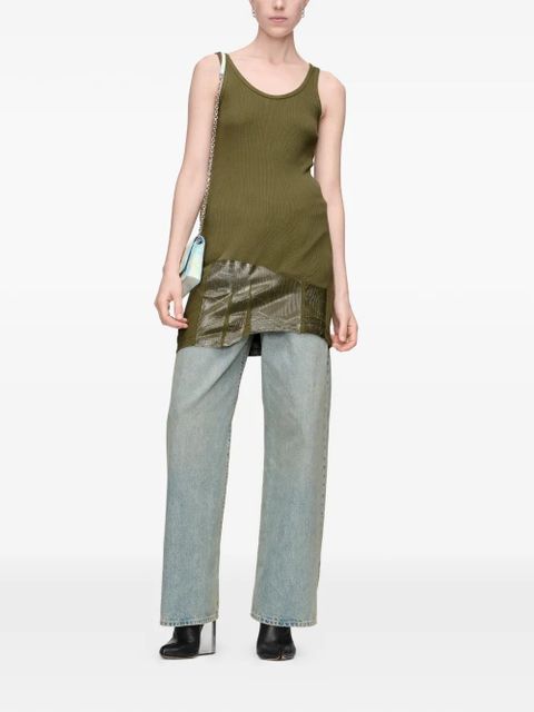 Maison Margiela asymmetric-hem long cotton top - Green - zdjęcie produktu nr 2